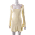 Damen Langärmliges Wickelkleid mit asymmetrischem Schnitt und eleganten Taillenzug R&B
