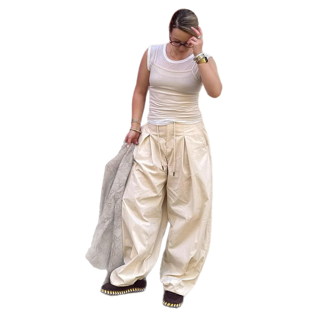 Damen weite stylistische Hose mit dekorativer Taillenbindung und Komfortschnitt R&B
