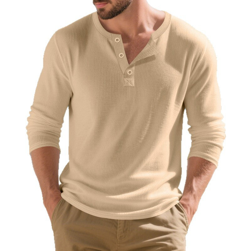 Herren Langarmshirts mit Knopfdetails und Rippstruktur R&B