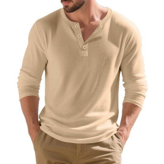 Herren Langarmshirts mit Knopfdetails und Rippstruktur R&B