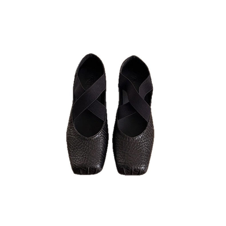 Damen Elegante Ballerinas mit dehnbarem Überkreuz-Riemen R&B