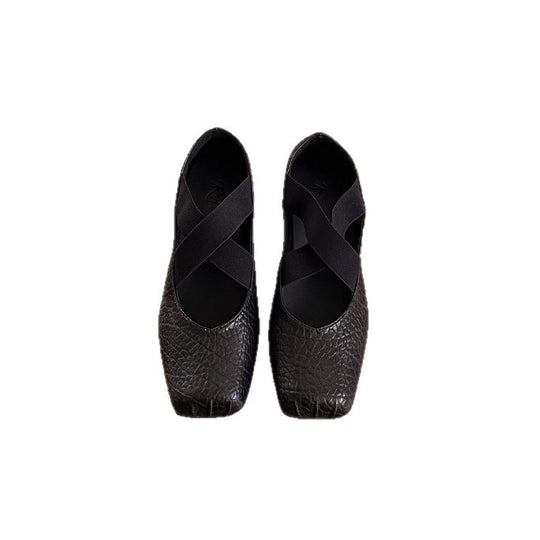 Damen Elegante Ballerinas mit dehnbarem Überkreuz-Riemen R&B