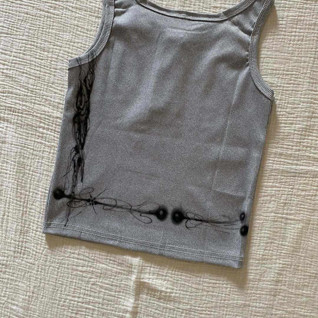 Damen körperbetontes Tanktop mit kreativem Grafikdruck R&B