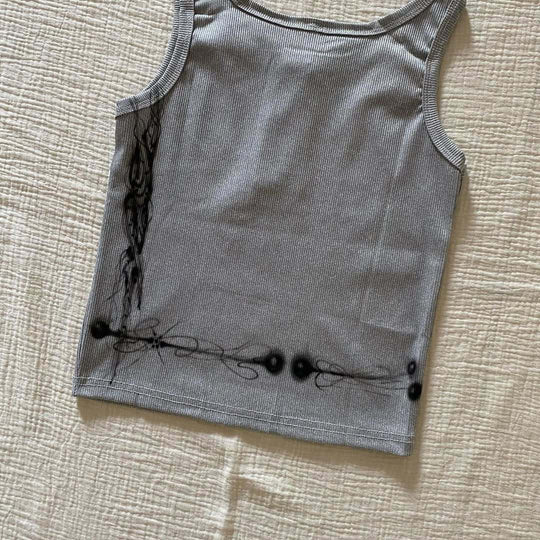 Damen körperbetontes Tanktop mit kreativem Grafikdruck R&B