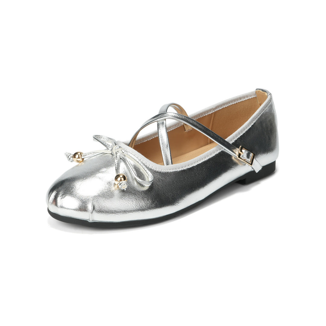 Damen Ballerina mit verstellbarem Riemen und dekorativem Schleifendetail R&B