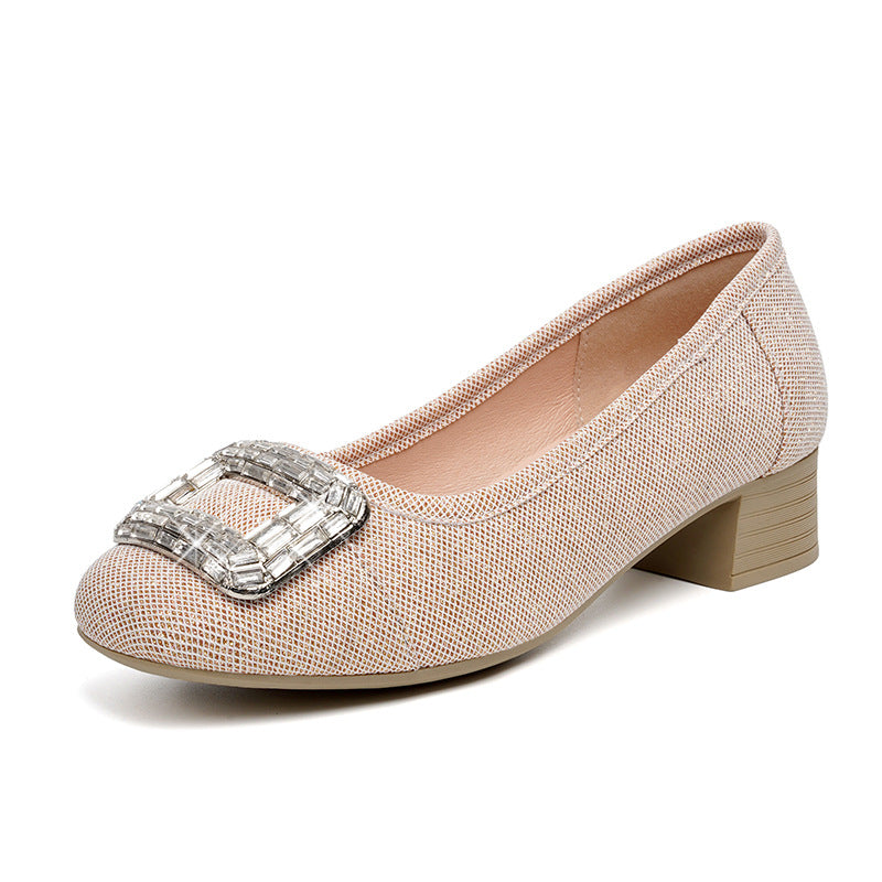 Damen Ballerinas mit tragbarem Blockabsatz und funkelndem Schmuckdetail R&B