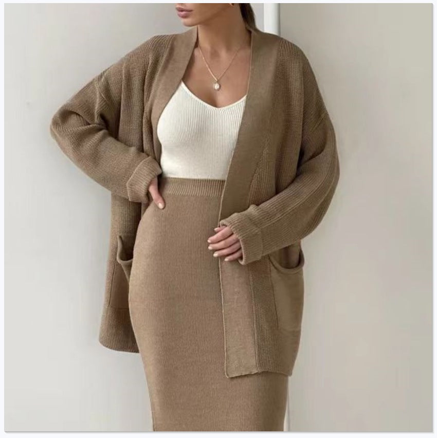 Damen Elegantes Strick-Set mit Rückenschlitzen und lässiger Passform R&B