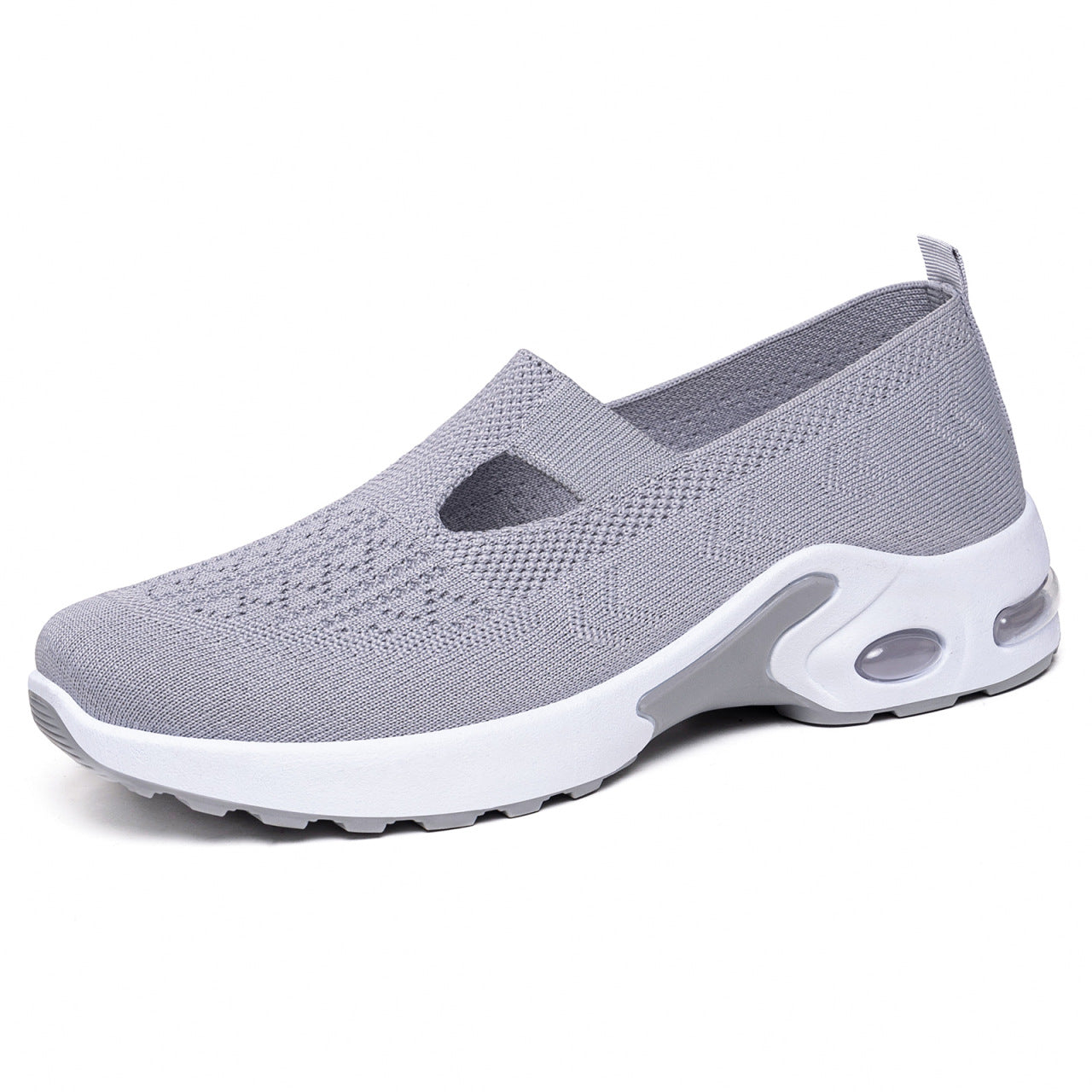 Damen bequeme Slip-On Sneakers mit atmungsaktivem Strickdesign und stoßdämpfender Sohle R&B