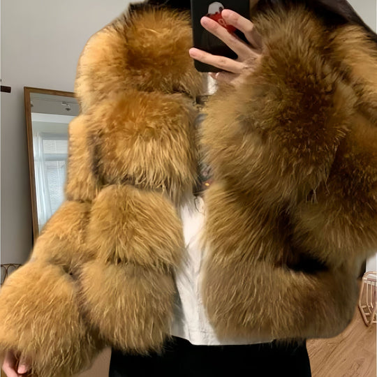 Damen kuschelige Pelzjacke R&B