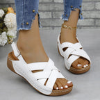 Damen Komfortable Keilabsatz-Sandalen mit geflochtenem Riemendesign R&B