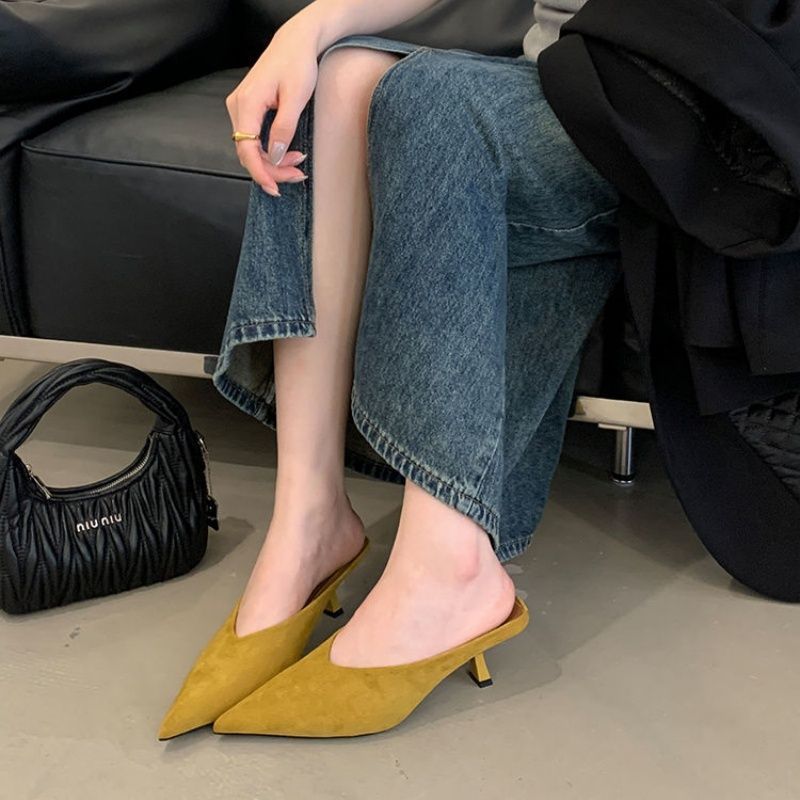 Damen elegante Mules mit spitzem Design R&B