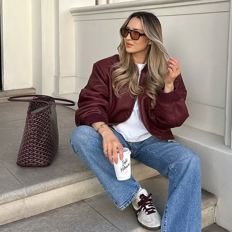 Damen Lässige jacke mit voluminösen Ärmeln und Reißverschluss R&B