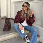 Damen Lässige jacke mit voluminösen Ärmeln und Reißverschluss R&B