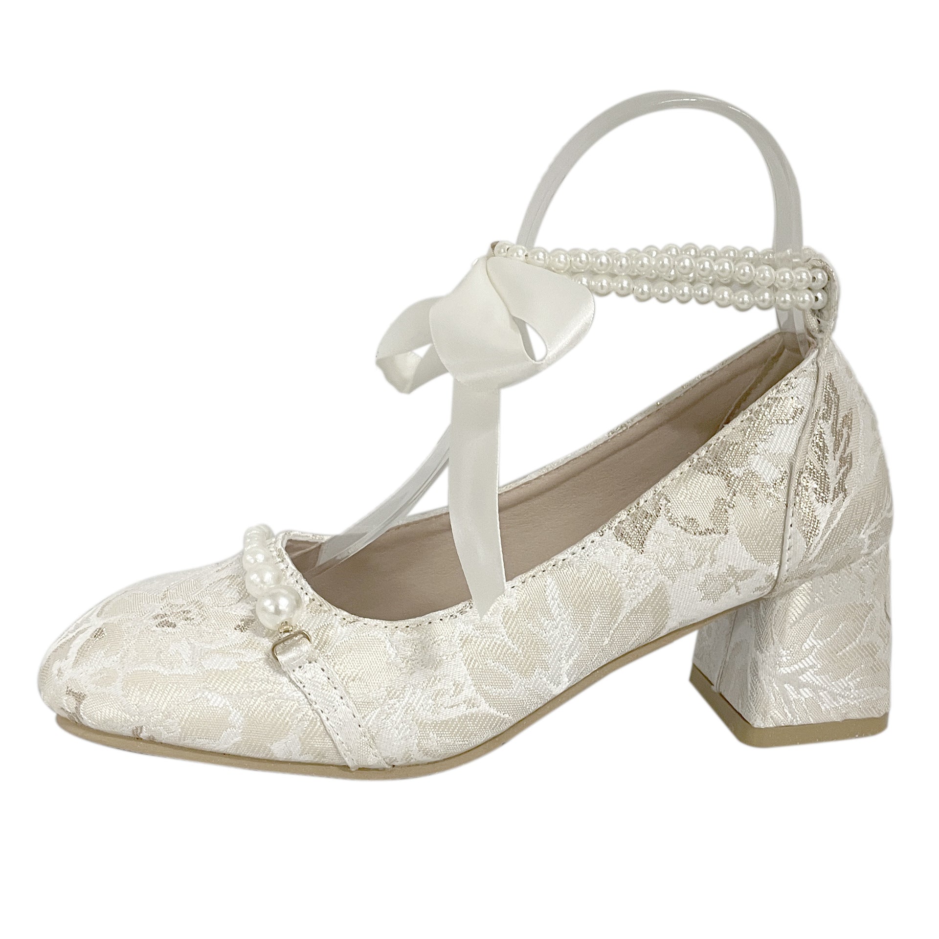Damen elegante und bequeme Pumps mit Perlenschnürung R&B