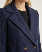Damen Bouclé Blazer mit Strickärmeln