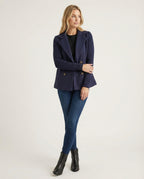 Damen Bouclé Blazer mit Strickärmeln