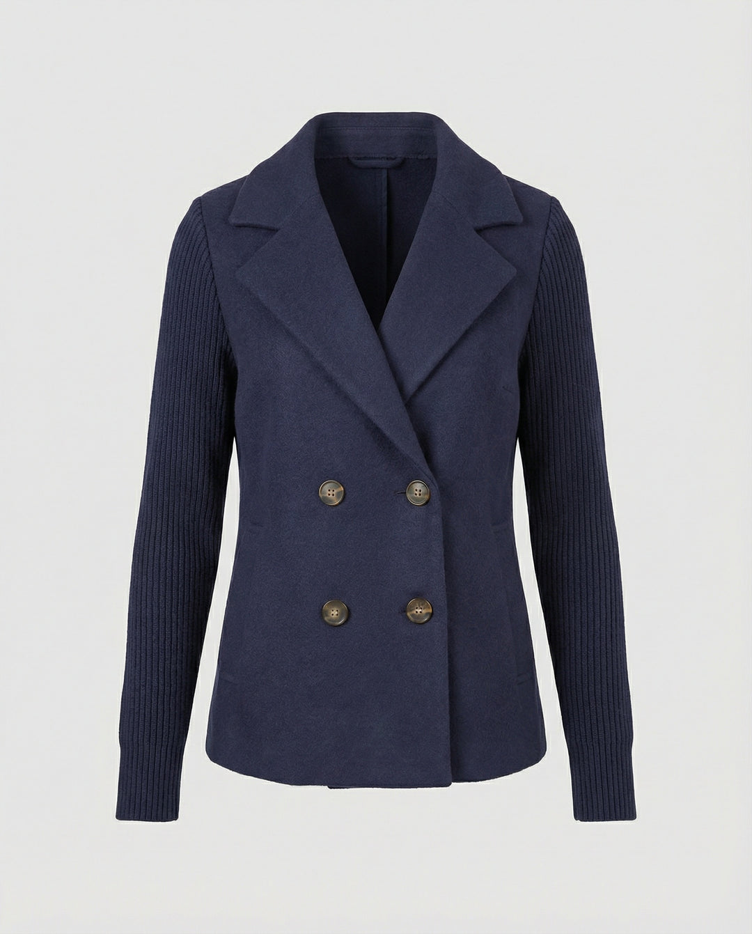 Damen Bouclé Blazer mit Strickärmeln