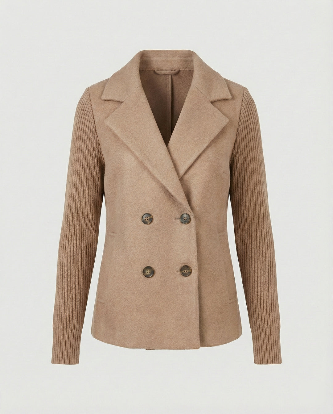 Damen Bouclé Blazer mit Strickärmeln