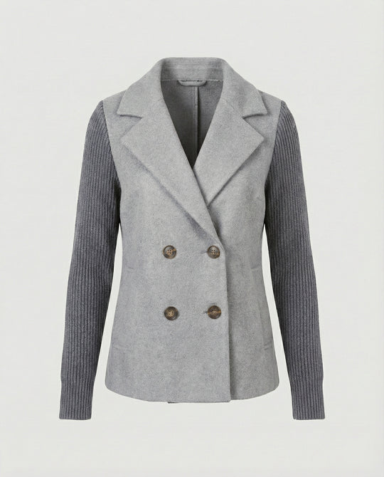 Damen Bouclé Blazer mit Strickärmeln