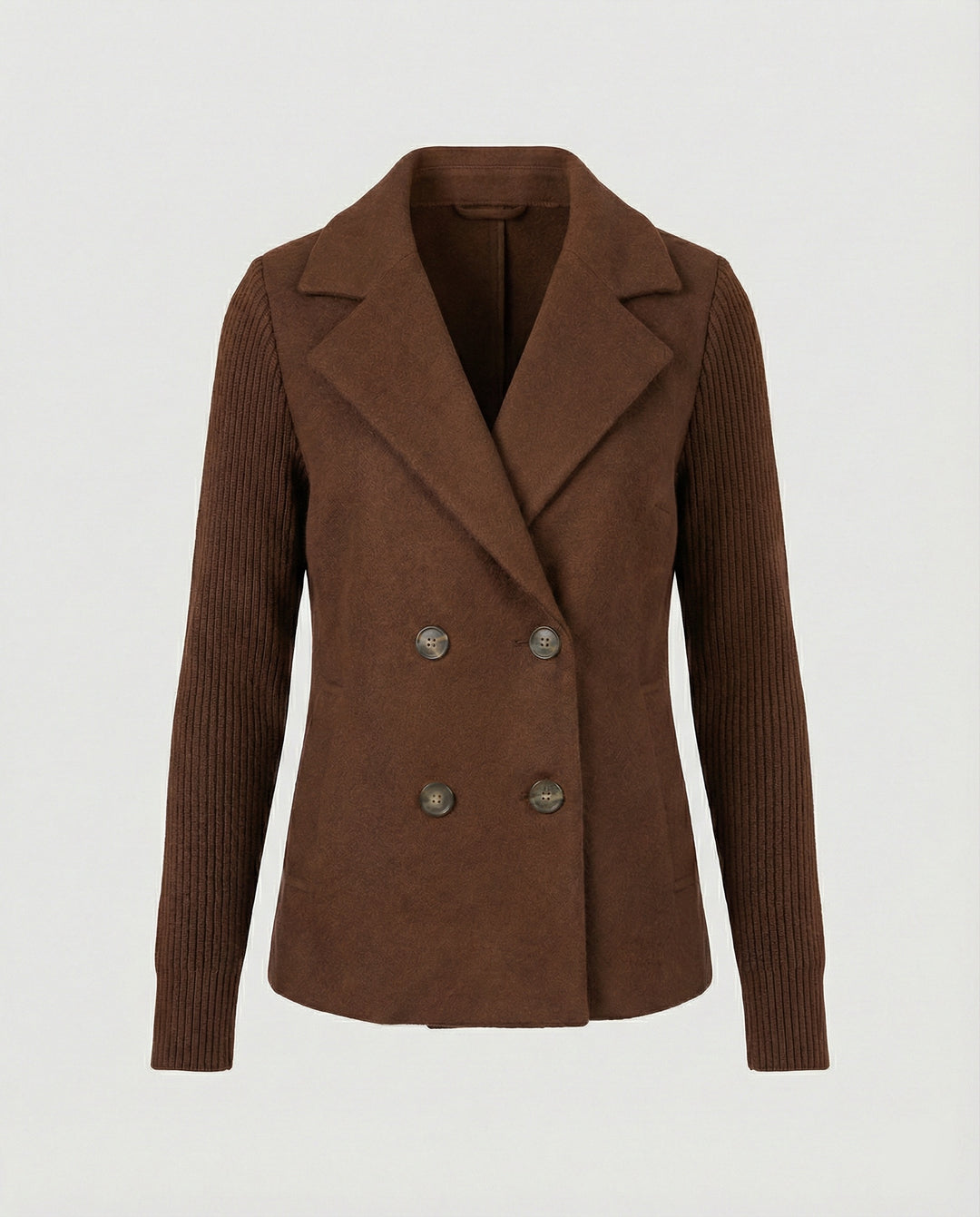 Damen Bouclé Blazer mit Strickärmeln
