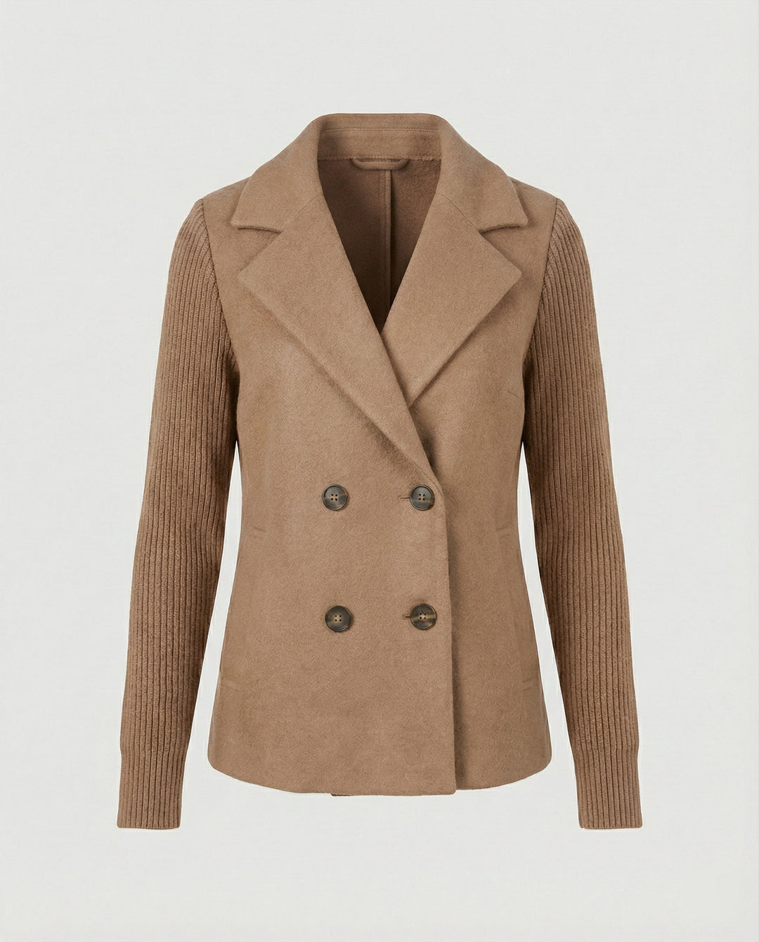 Damen Bouclé Blazer mit Strickärmeln