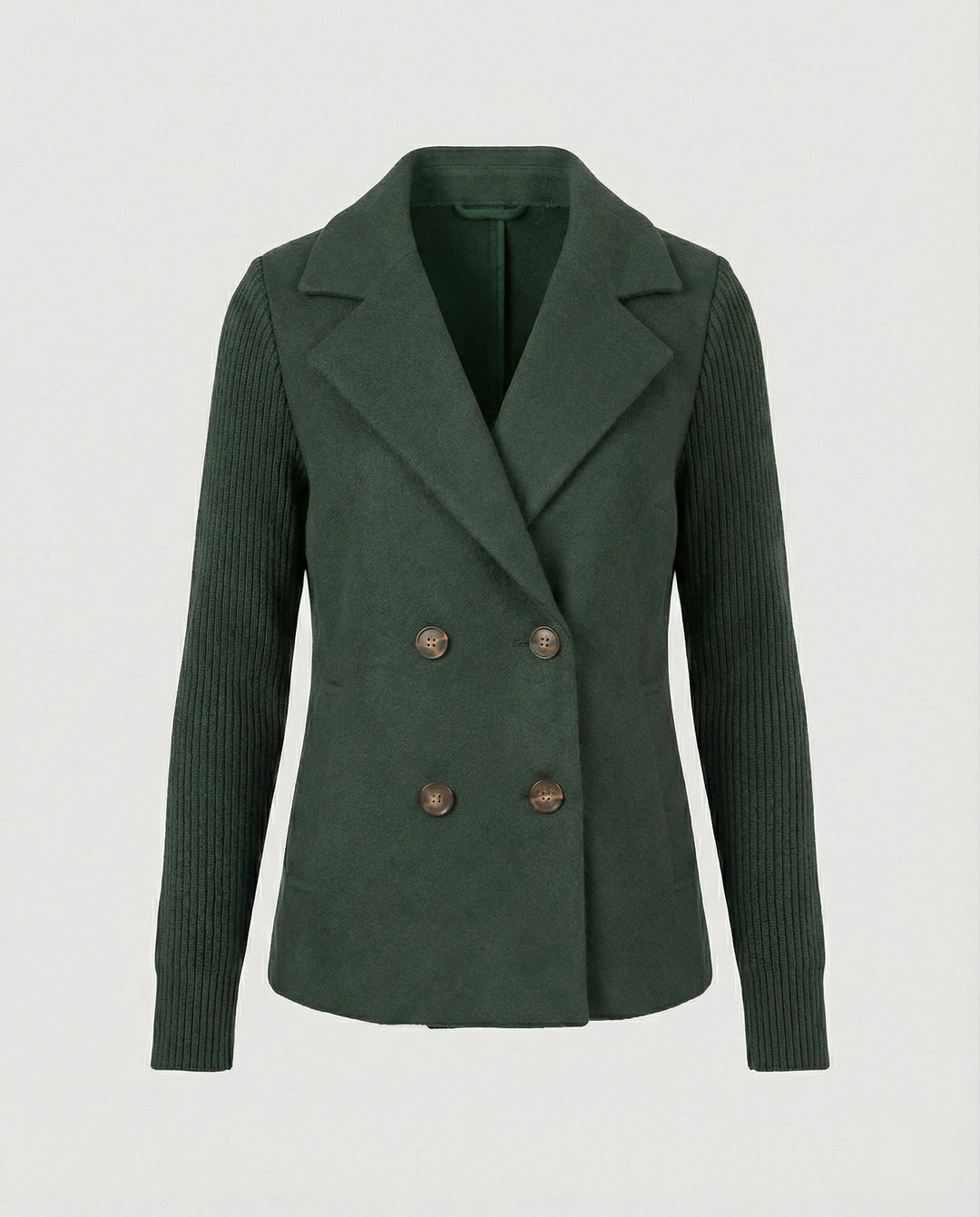 Damen Bouclé Blazer mit Strickärmeln