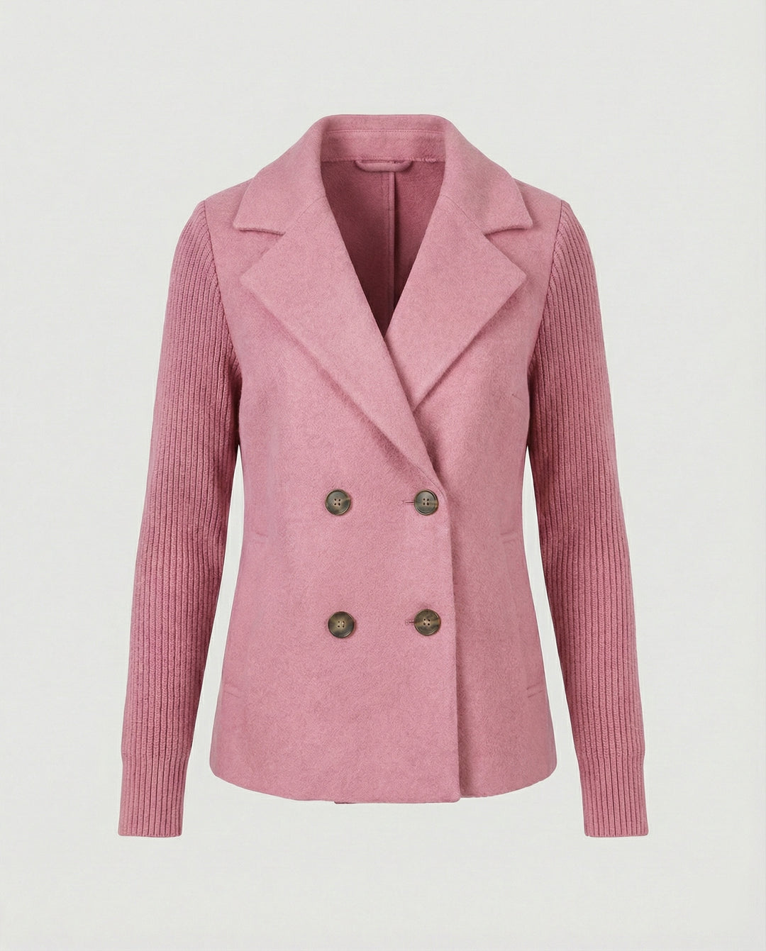 Damen Bouclé Blazer mit Strickärmeln