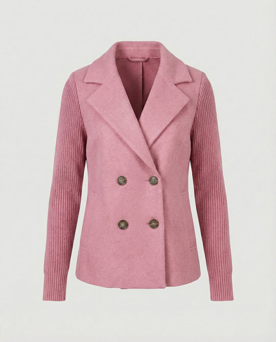Damen Bouclé Blazer mit Strickärmeln