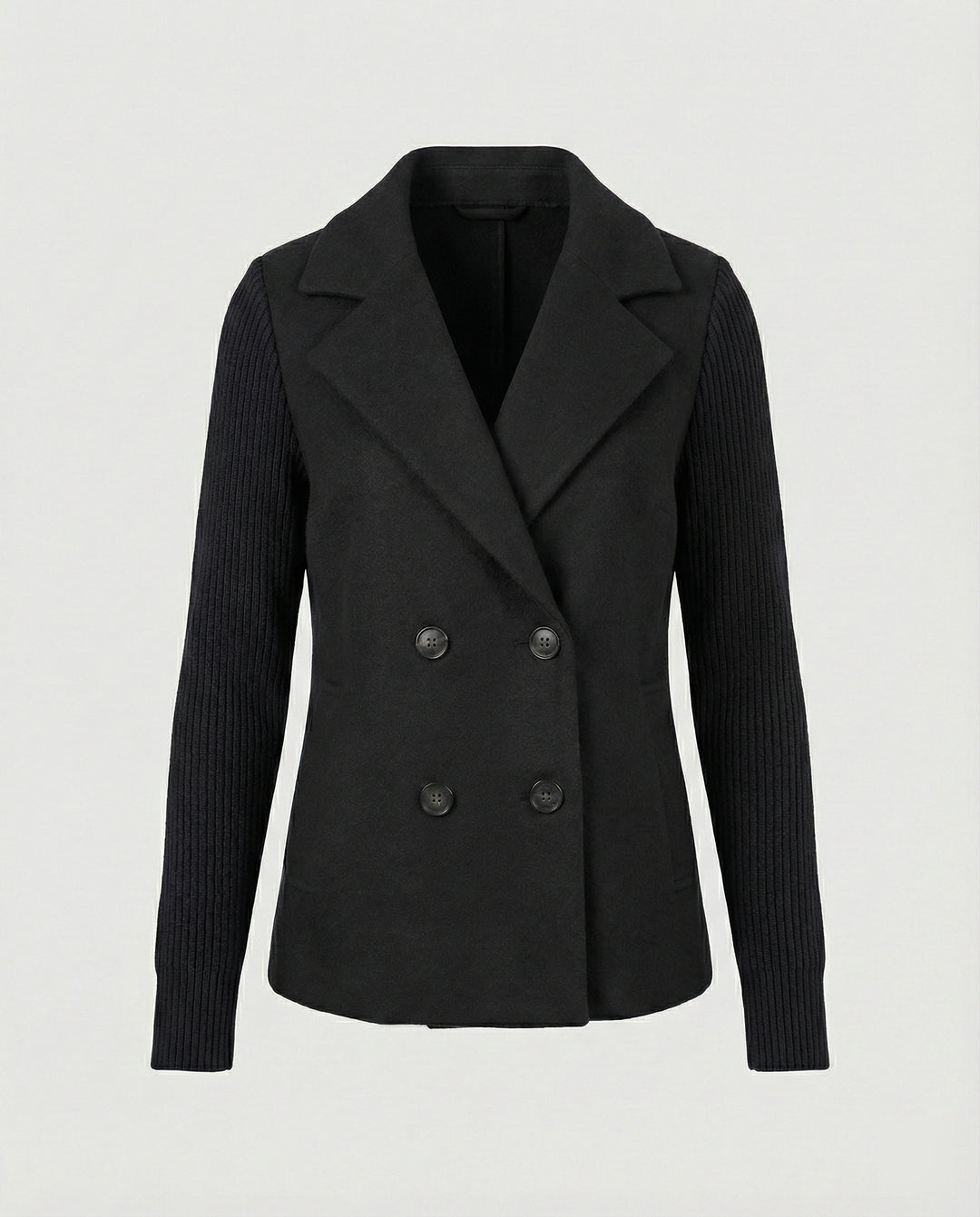 Damen Bouclé Blazer mit Strickärmeln