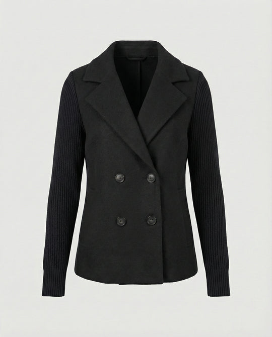 Damen Bouclé Blazer mit Strickärmeln