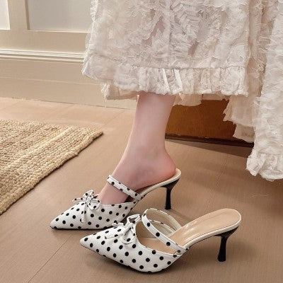 Damen Slingback-Pumps mit gepunktetem Design und elegantem Schleifchen R&B