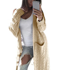 Damen gemusterter Strickmantel mit praktischen Taschen und offenem Schnitt R&B