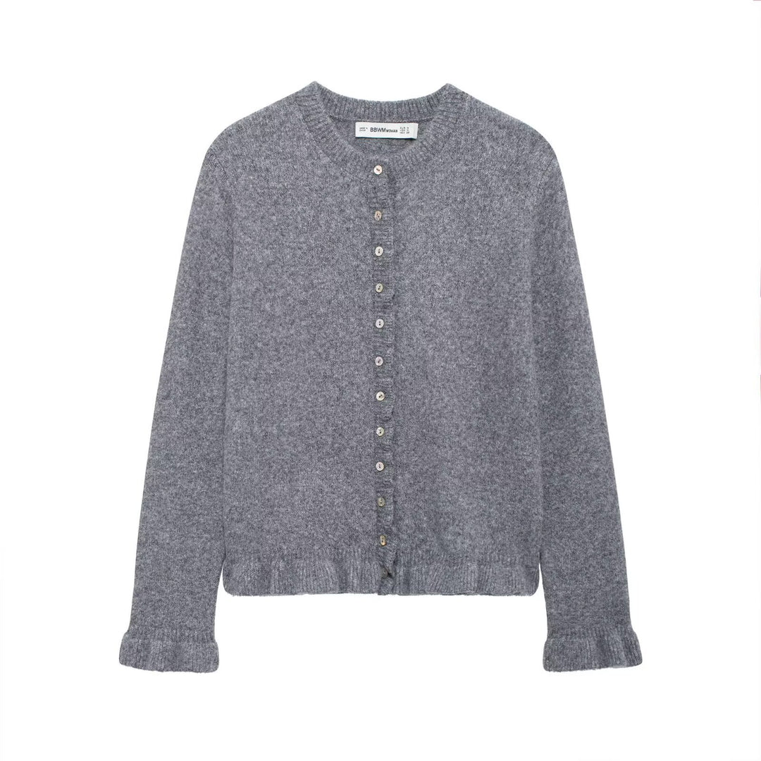 Damen elegante Strickjacke mit dekorativen Knöpfen R&B