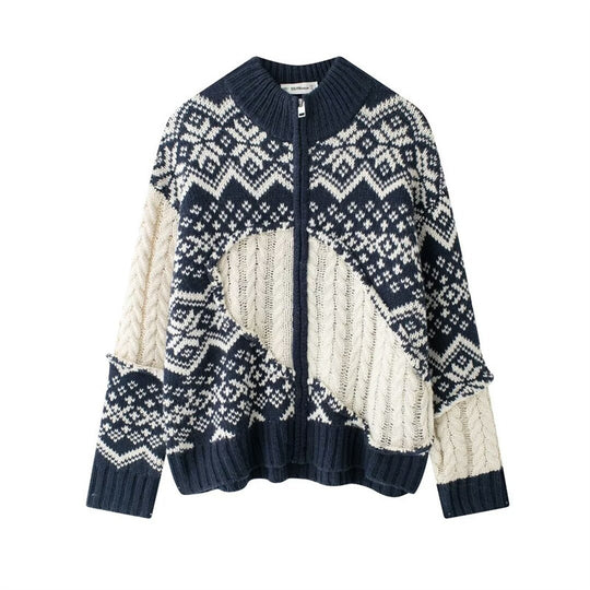Damen Strickjacke mit modernem Norwegermuster R&B