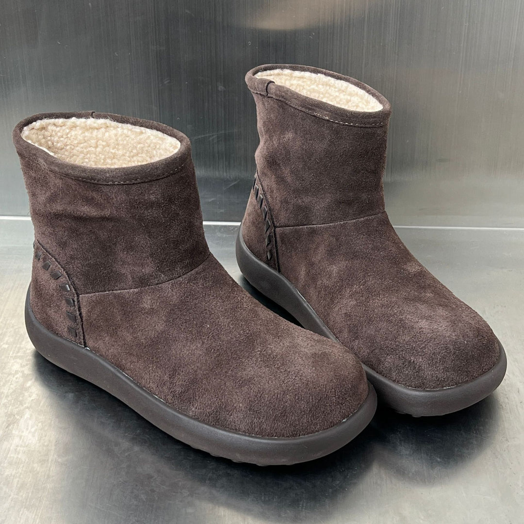 Damen bequeme Winterstiefel aus hochwertigem Wildleder mit kuscheligem Innenfutter R&B