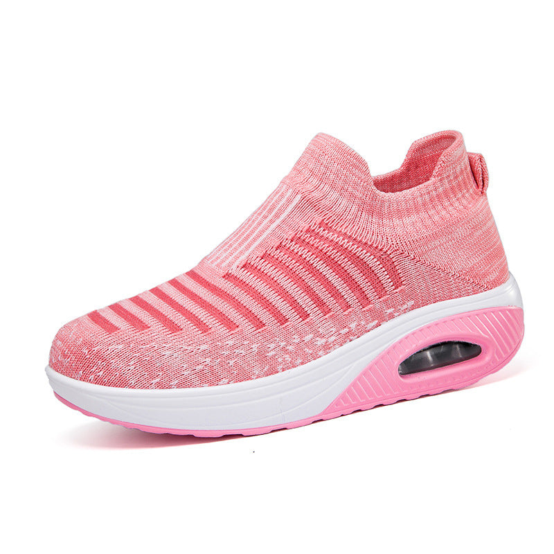 Damen nan gestrickter Schlupf-Walking-Sneaker mit anatomischer Pronationsstütze, Luftpolster-Zwischensohle und sockenähnlichem Schaft R&B