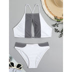 Damen Sport-Bikini mit modischem Streifen-Design und verstellbaren Trägern R&B