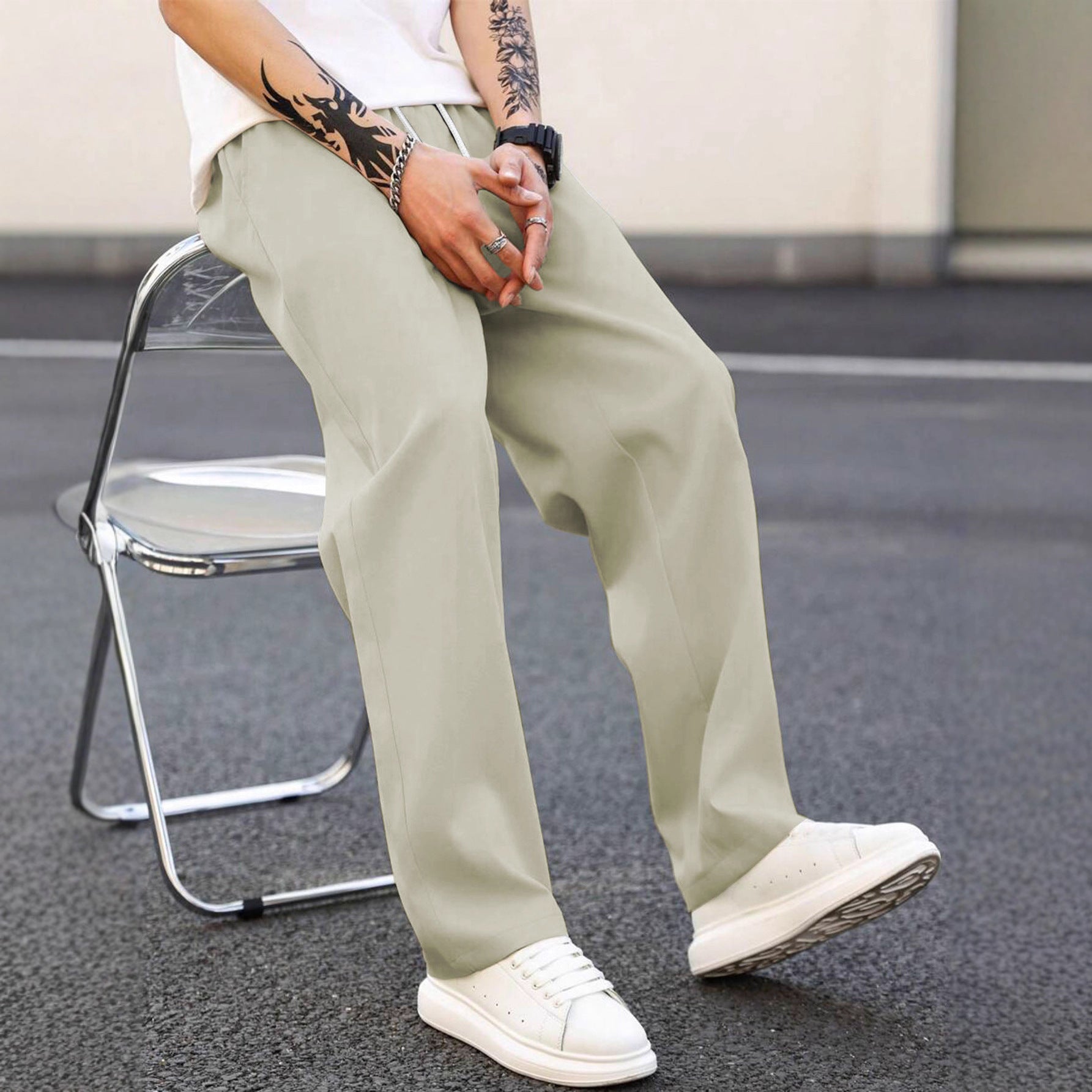 Herren modische Freizeithose mit weiter Passform und elastischem Bund R&B