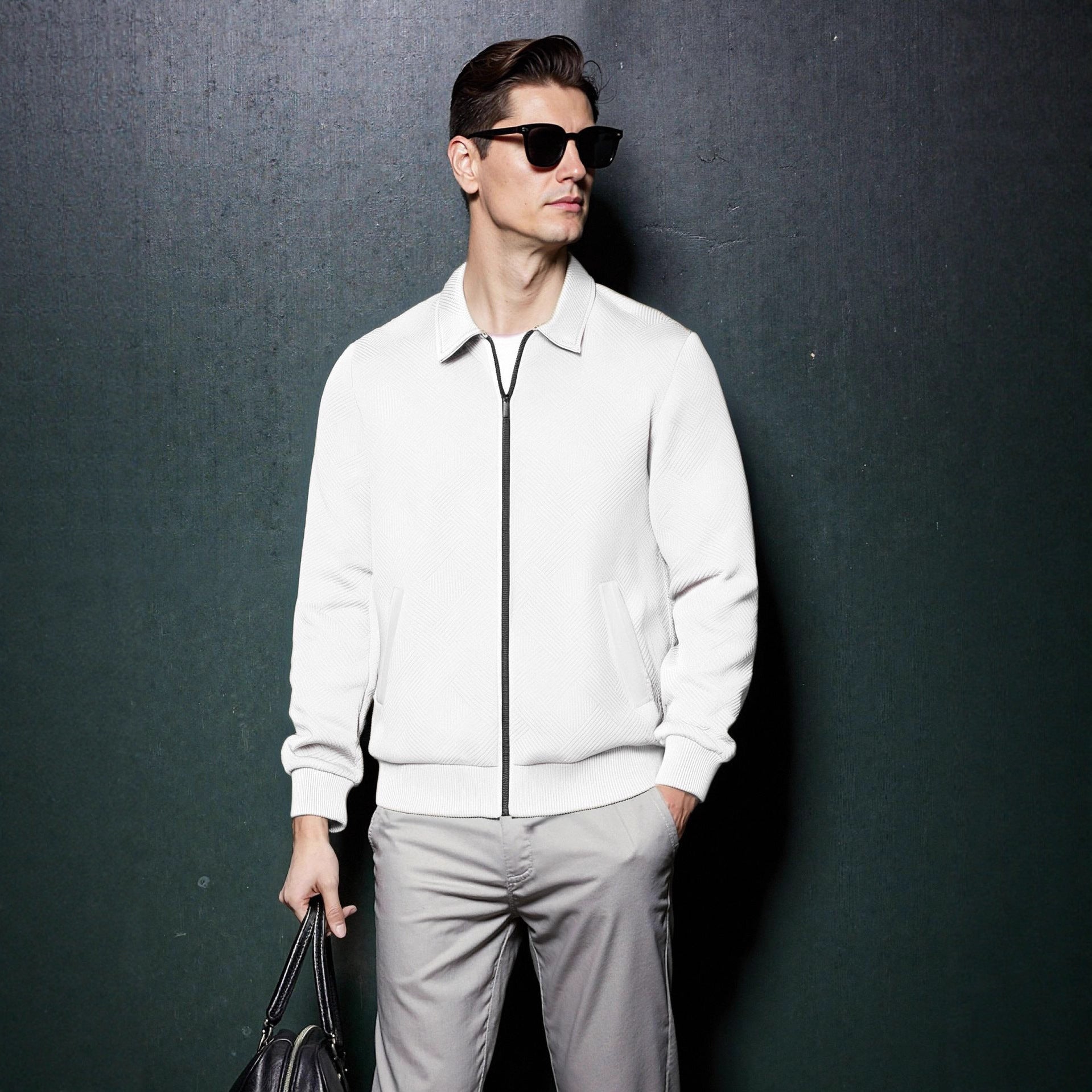 Herren sportliche Jacke mit strukturiertem Design und modernem Kragen R&B
