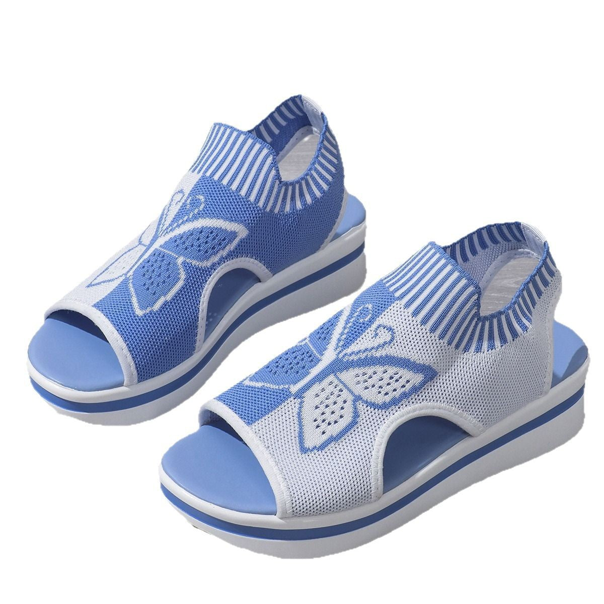 Damen Sportliche Sandalen mit luftigen Einsätzen und dekorativem Schmetterlingsmuster R&B