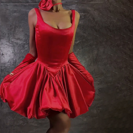 Damen schwingendes Abendkleid mit elegantem Taft-Oberteil und voluminösem Rock R&B