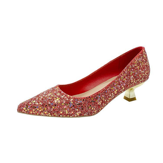 Damen elegante glitzernde Pumps mit spitz zulaufender Form R&B