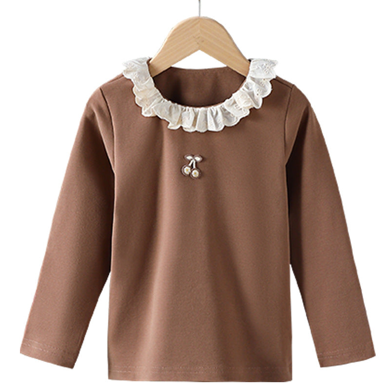 Mädchen Langarmshirt mit Rüschenkragen und charmantem Applikationsdetail R&B