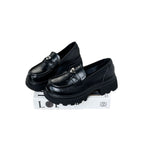 Damen modische Clogs mit klobiger Sohle und glänzender Lederoberfläche R&B