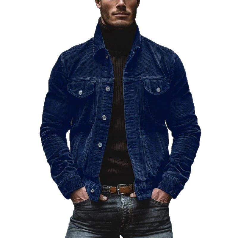 Herren modische Kordjacke mit praktischen Taschen und klassischem Schnitt R&B