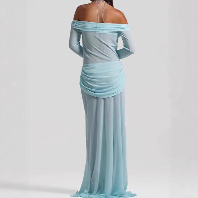 Damen Maxikleid mit raffiniertem Cut-Out-Design und eleganter Drapierung R&B