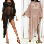 Damen transparenter Strandüberwurf mit eleganten Ärmeln R&B