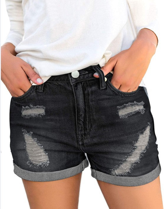 Damen Jeansshorts mit modischen Rissdetails und lässigem Schnitt R&B