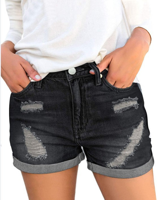 Damen Jeansshorts mit modischen Rissdetails und lässigem Schnitt R&B