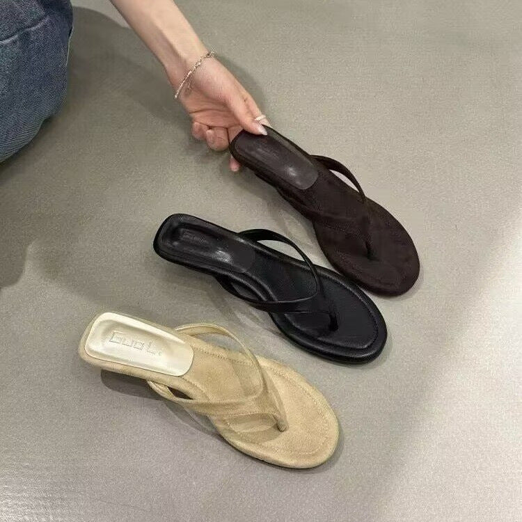 Damen elegante Zehentrenner-Pantoletten mit komfortabler Absatzhöhe und modischem Design R&B
